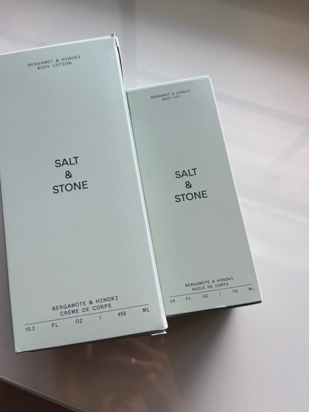 Salt & stone Bergamot & Hinoki Body Lotion and Oil Set - Pale Mint